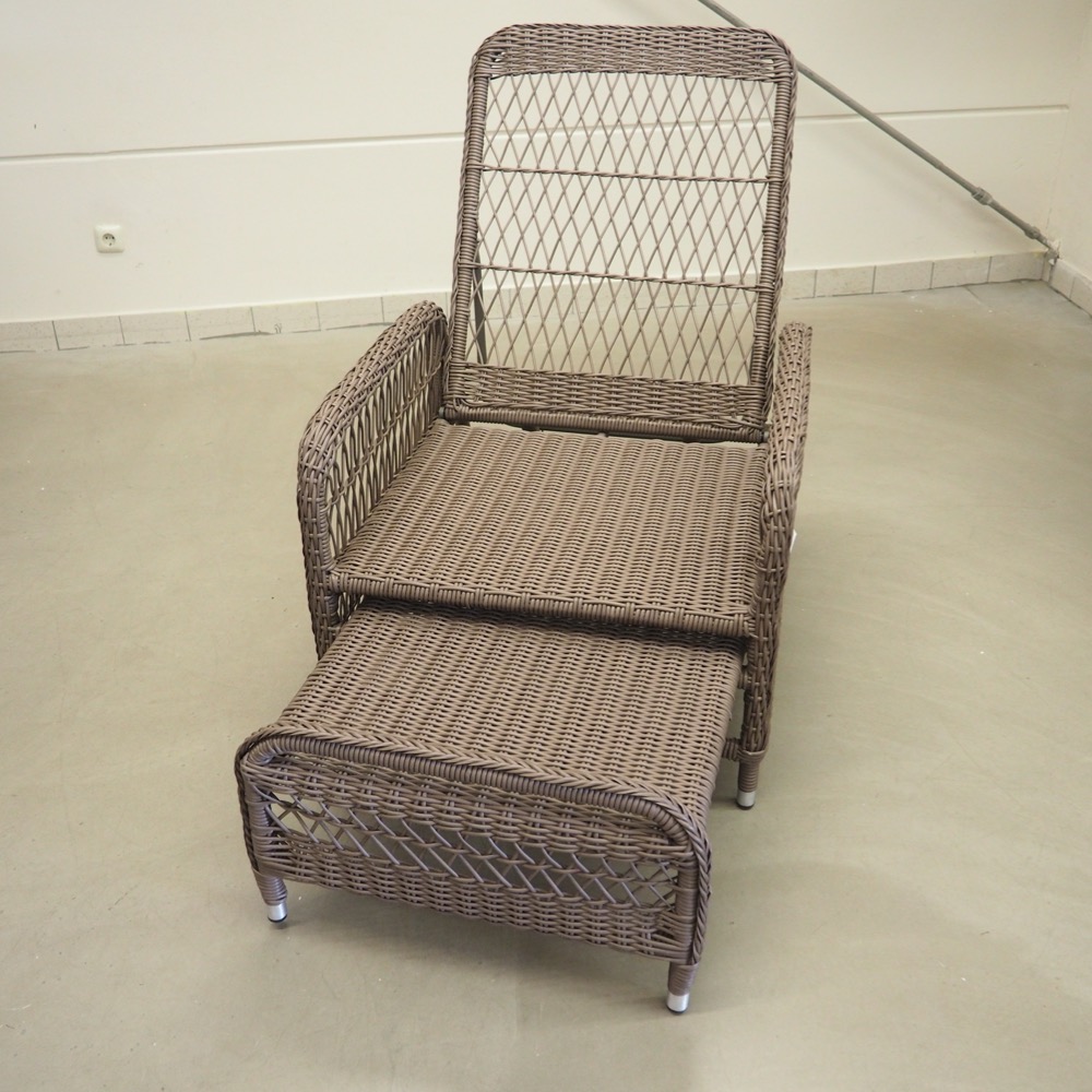 Outdoor Sessel Regia Natur-Look Fußstütze ausziehbar 190cm