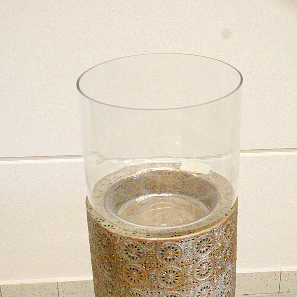 Boden-Windlicht Oriental Groß goldfarben ca. H113 cm Ø25cm Deko