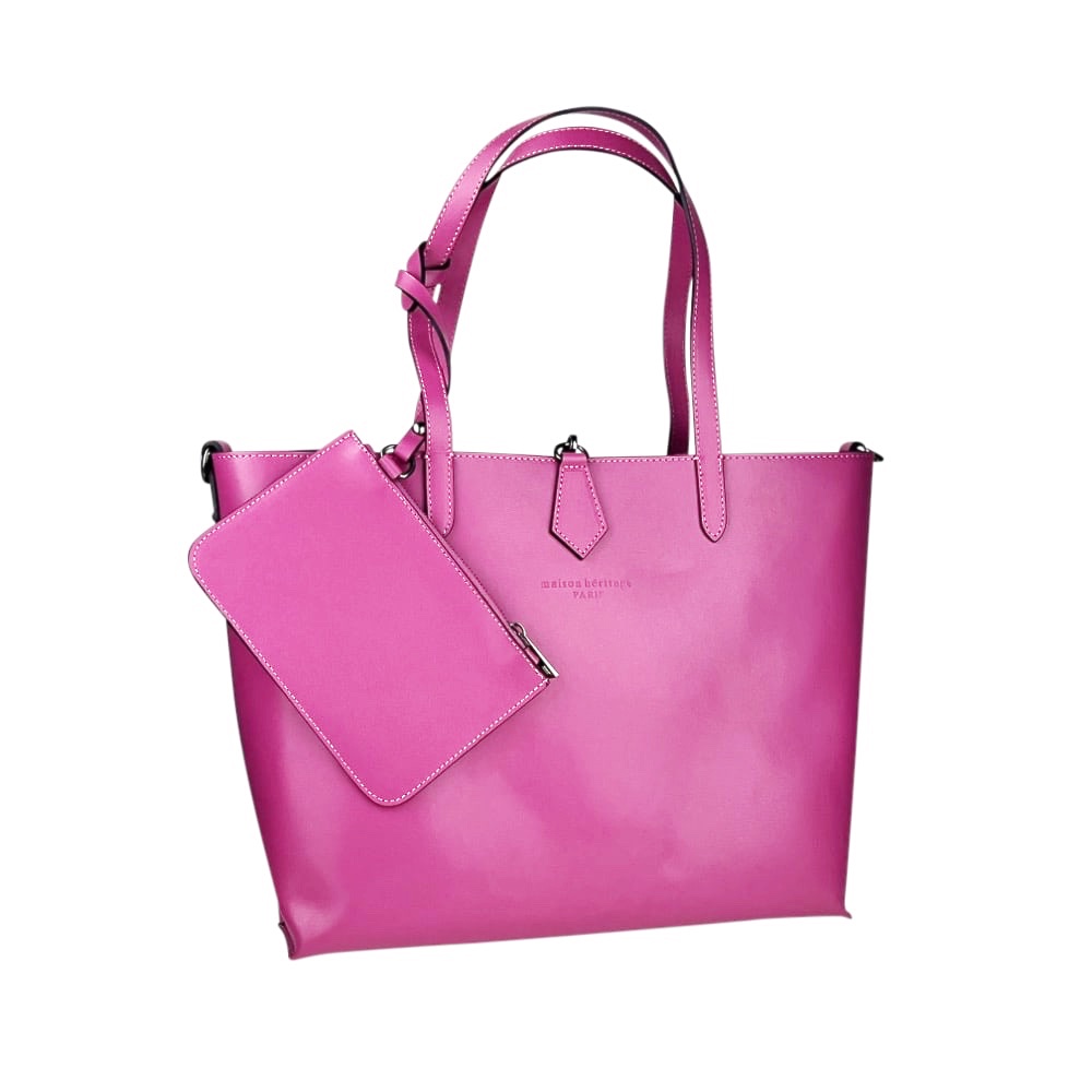 Handgefertigte Leder-Schultertasche Elix 36 x 30 x 13 cm Magenta