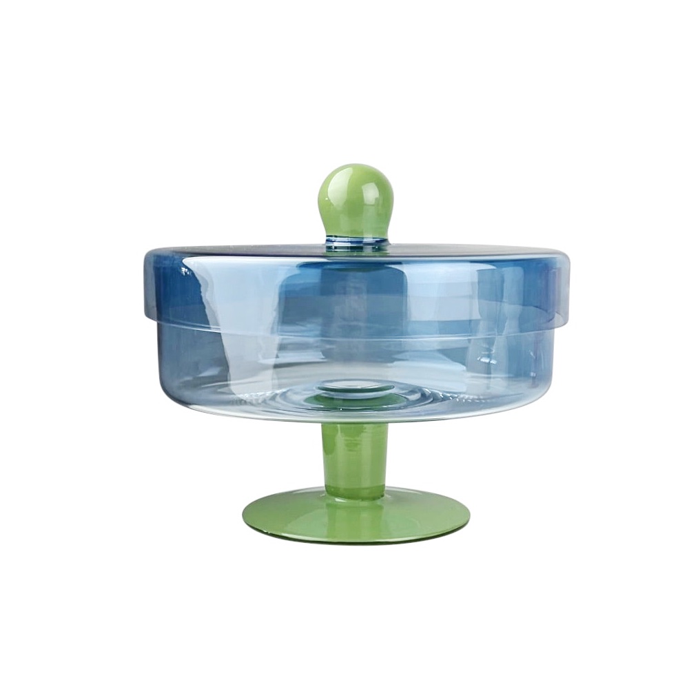 Aufbewahrungsdose Duo aus Glas Ø 22 x H 20 cm Blau Grün