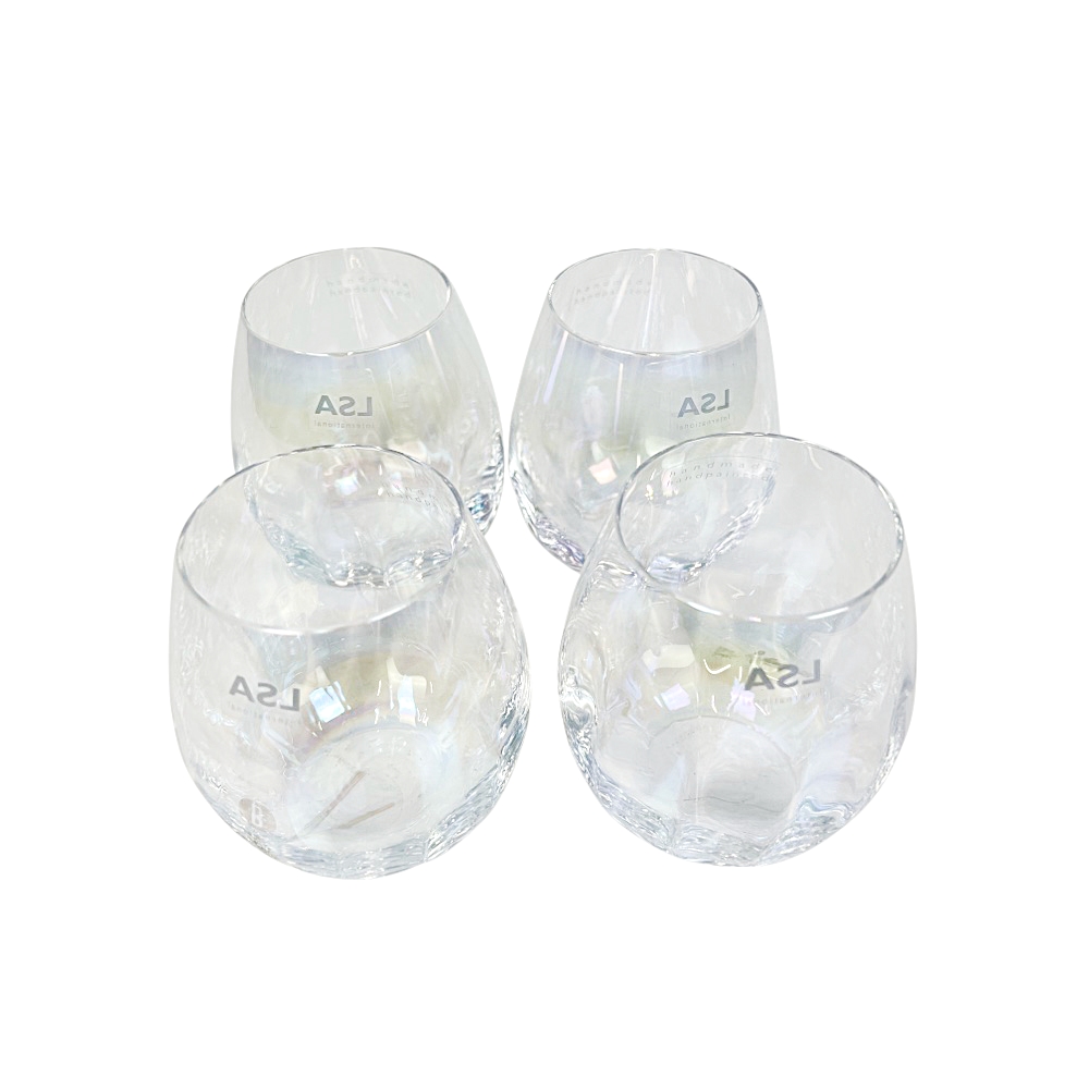 4x Mundgeblasene Wassergläser Pearl Perlmuttglanz