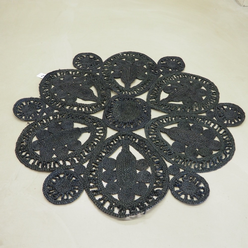 Juteteppich schwarz ø 120 cm
