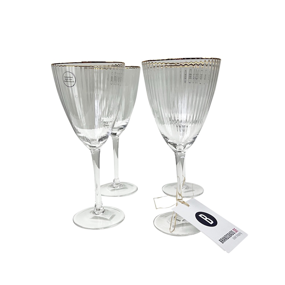 4x Weingläser Golden Twenties Goldrand Trinkglas Glas Becher