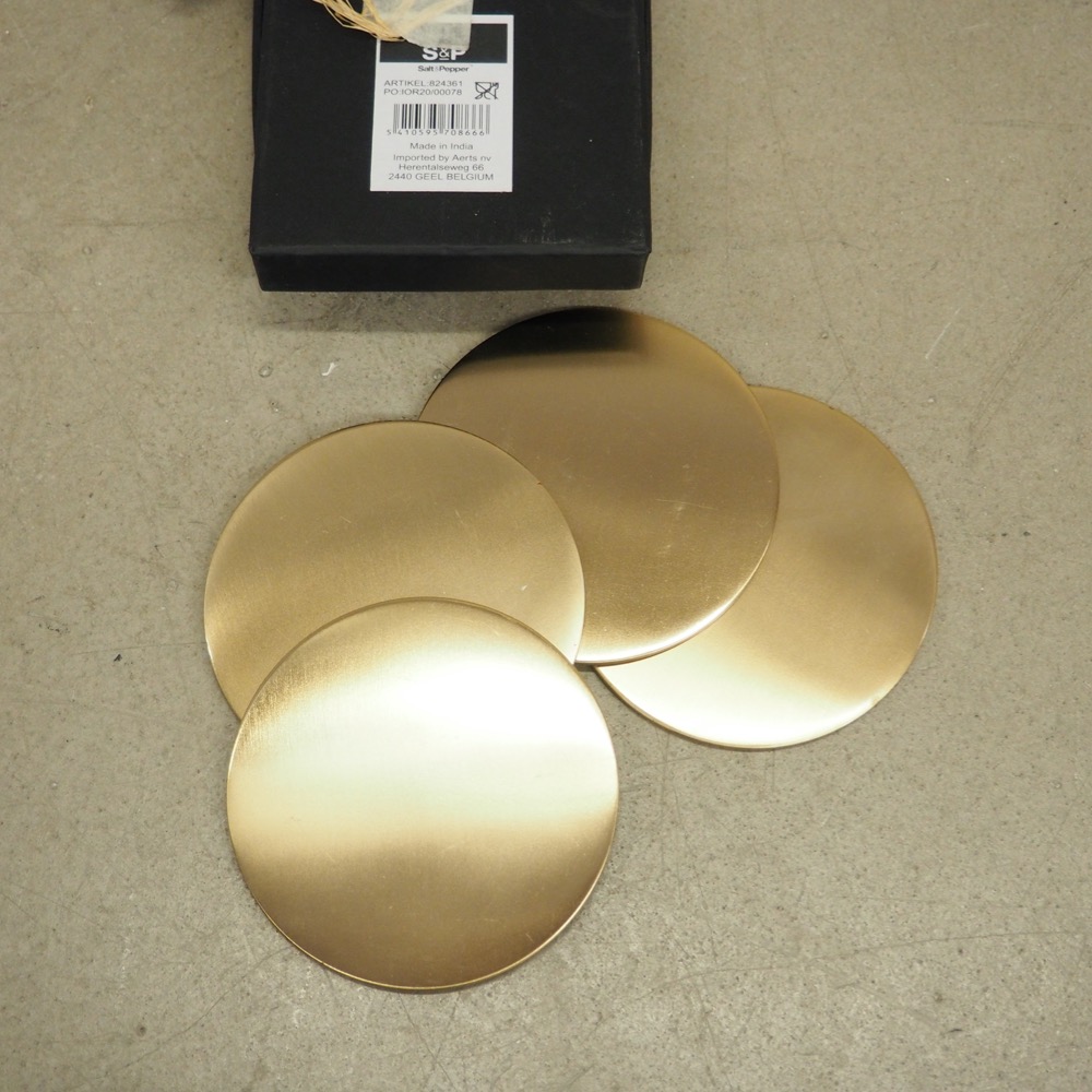 Untersetzer-Set Cheers 4 Stück Ø 10 cm Metall beschichtet gold
