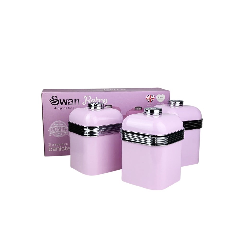 Aufbewahrungsdosen Retro 3 Stück rosa 1 L höhe 18 cm