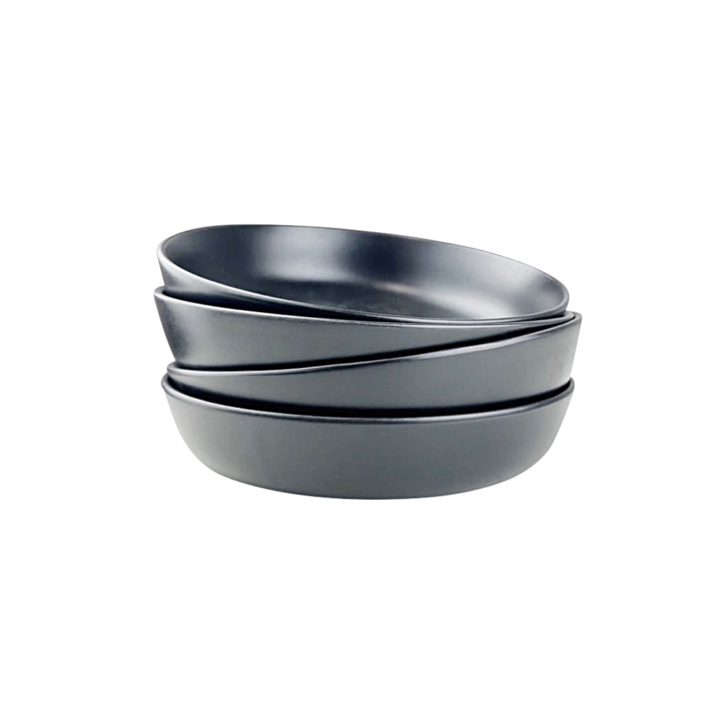 4x Suppenteller Nordic Kitchen aus Steingut in Schwarz matt