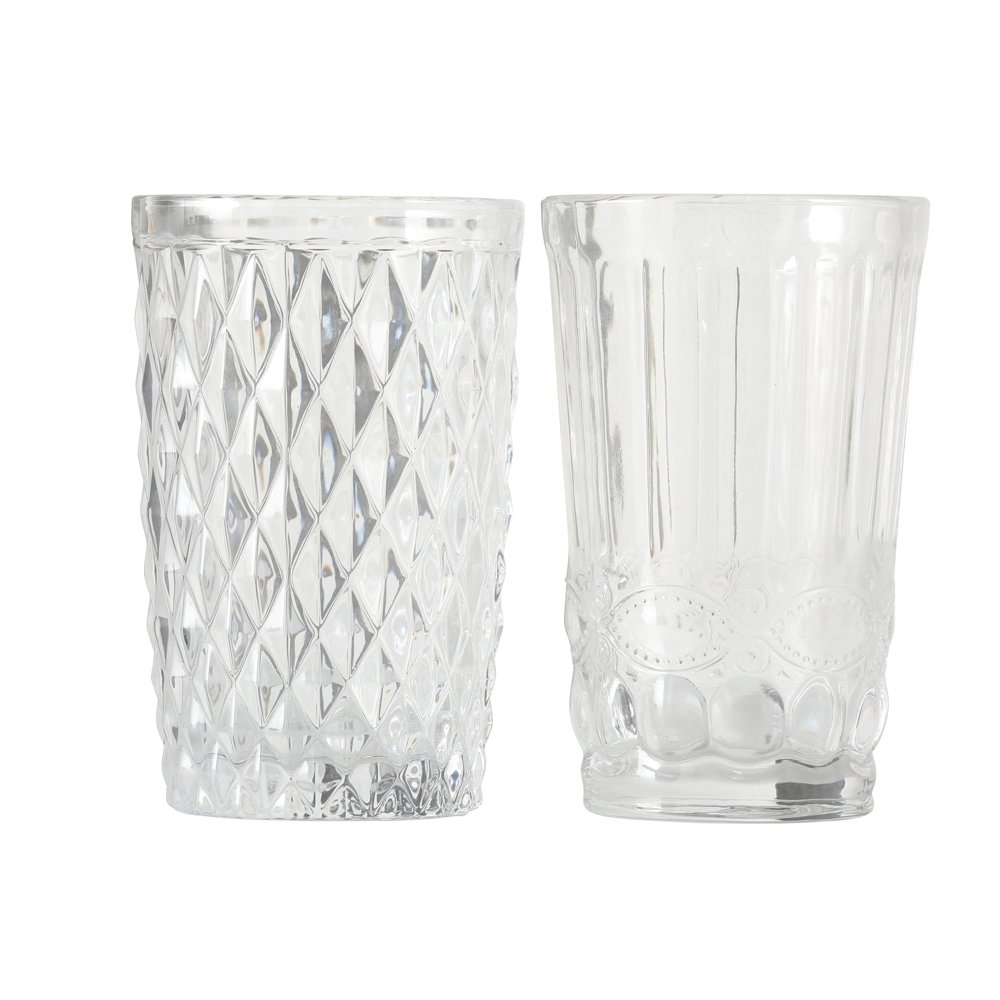 6x Trinkglas Aurora transparent Muster H 13 cm Wasserglas