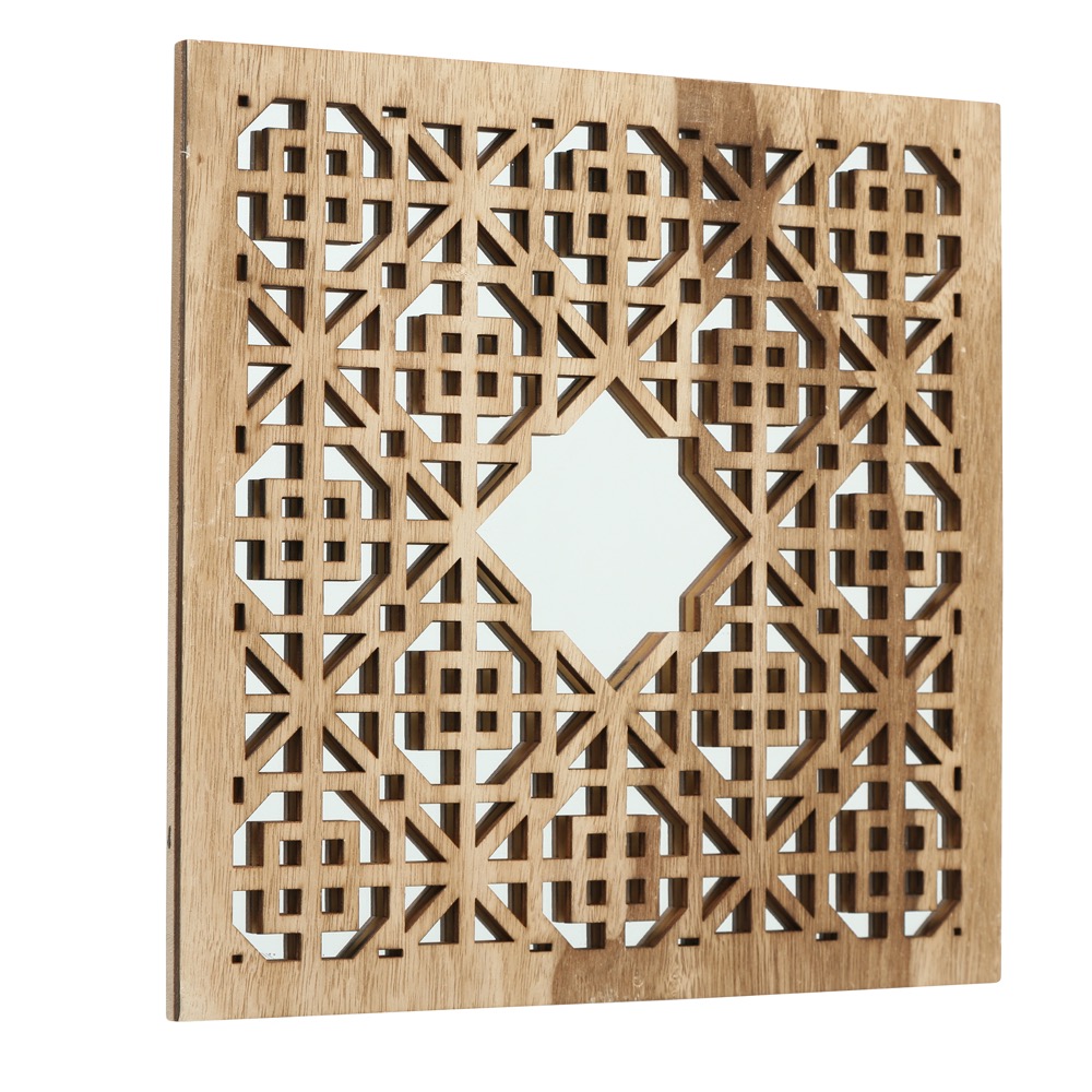 1x Wandobjekt Mahal 3f sort. Quadrat Deko MDF B 30cm Boho natur Ornament