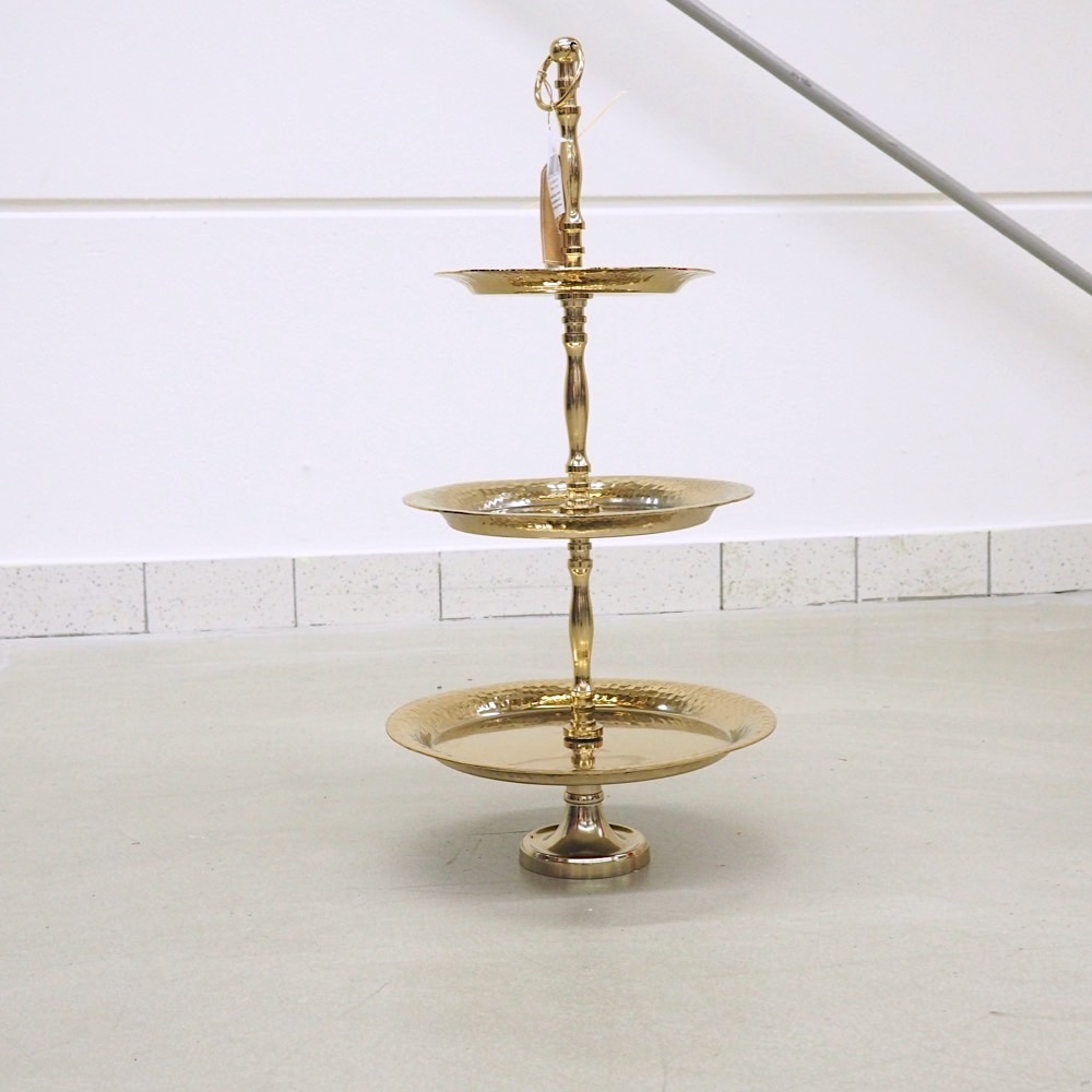 Deko-Etagere Camille Aluminium Ø 31 cm, H 63 cm goldfarben