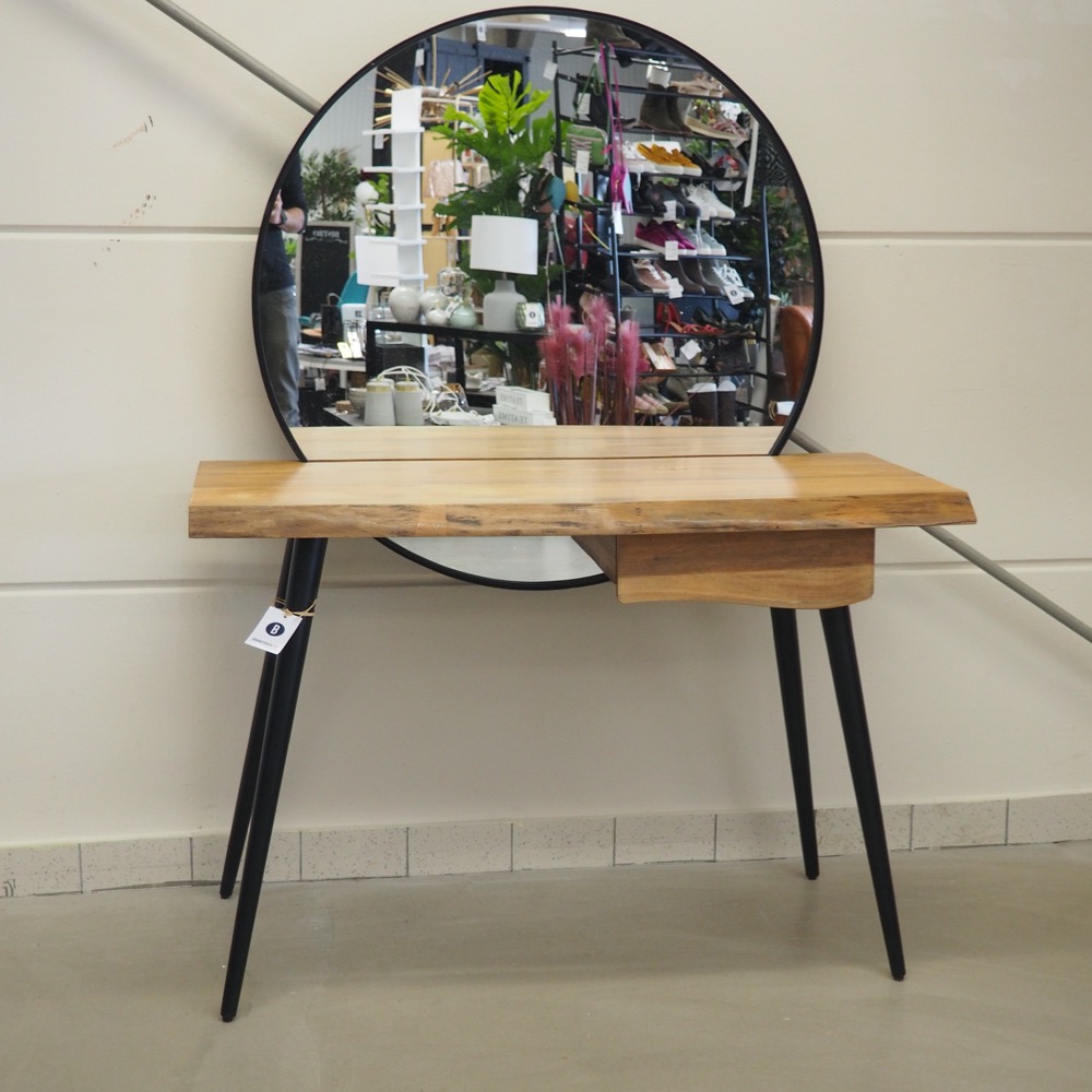 Schminktisch B 120 x T 52 x H 162 cm Mangoholz Spiegel