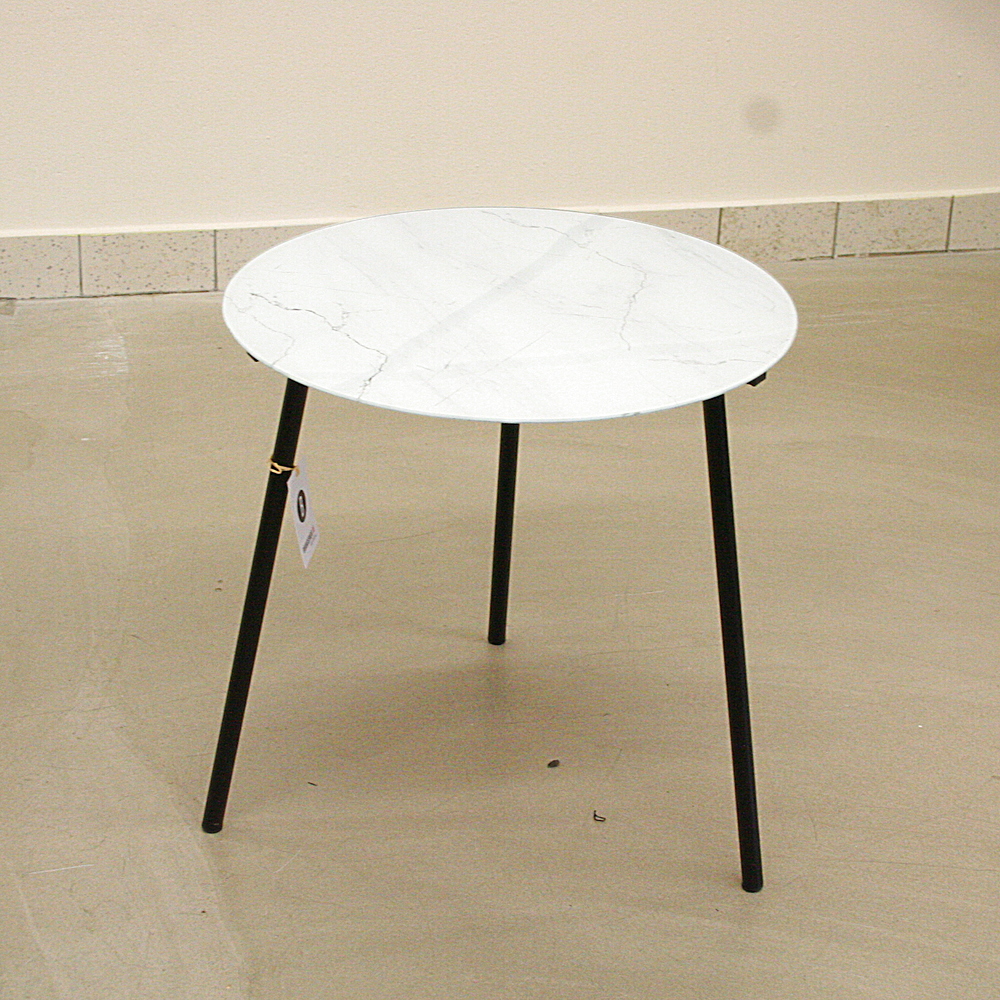 Beistelltisch Marmor-Optik weiß H50cm Ø50cm