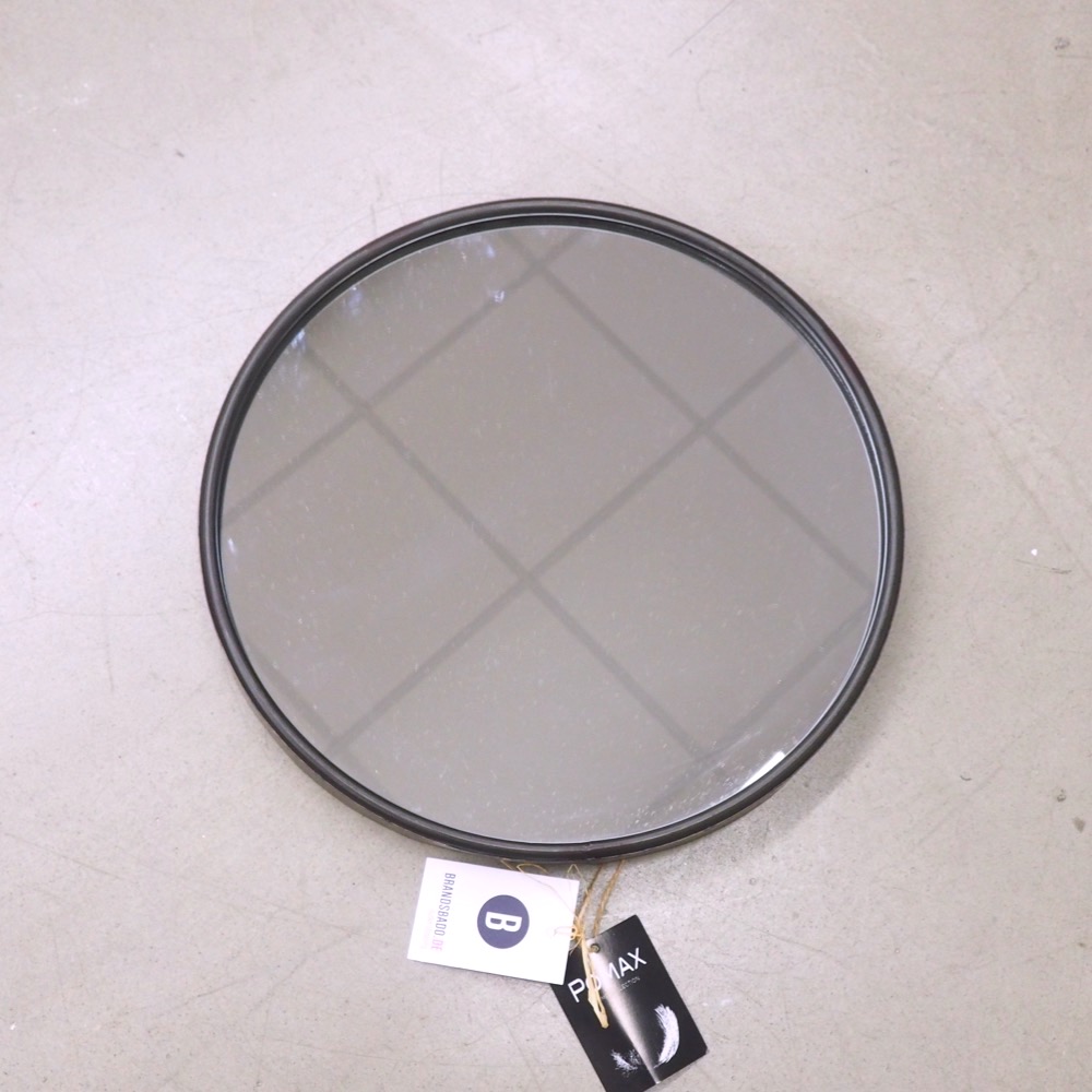 Runder Wandspiegel Boudoir mit schwarzem Rahmen Ø ca. 40 cm