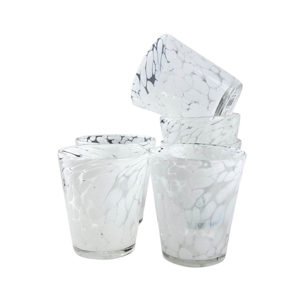 6 Gemusterte Wassergläser Tepin weiss