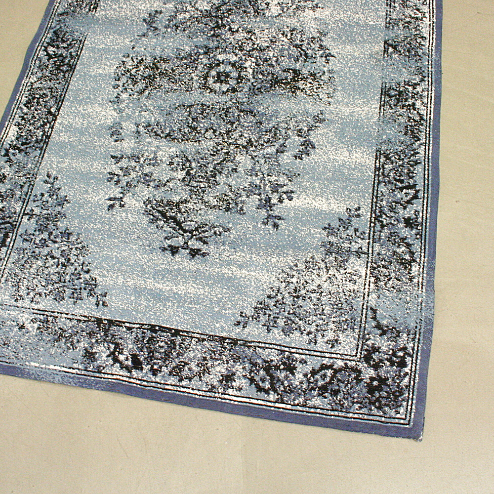 Chenille-Teppich Amelia 120 x 180cm blau schwarz creme Muster