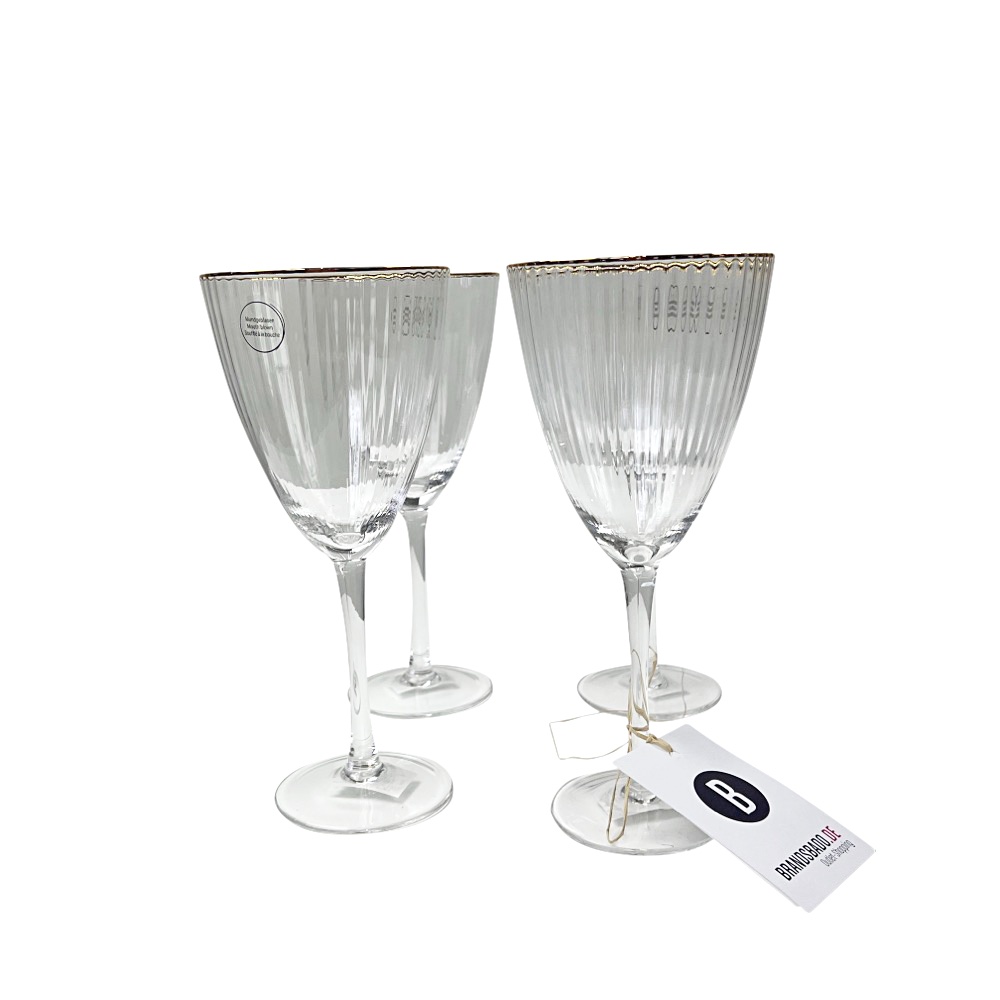 4x Weingläser Golden Twenties Goldrand Trinkglas Glas Becher