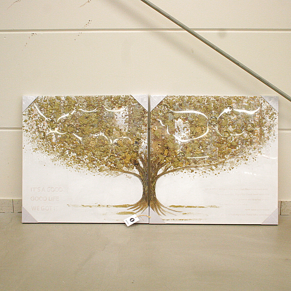 Bilder Set 2 tlg. Mystic Golden Tree je ca. 80x80 cm
