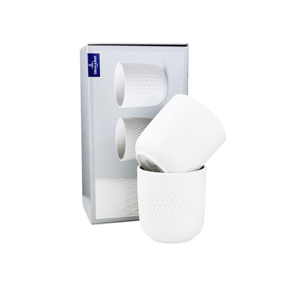 Becher Manufacture Collier mit Strukturmuster 2er-Set Weiß 290 ml