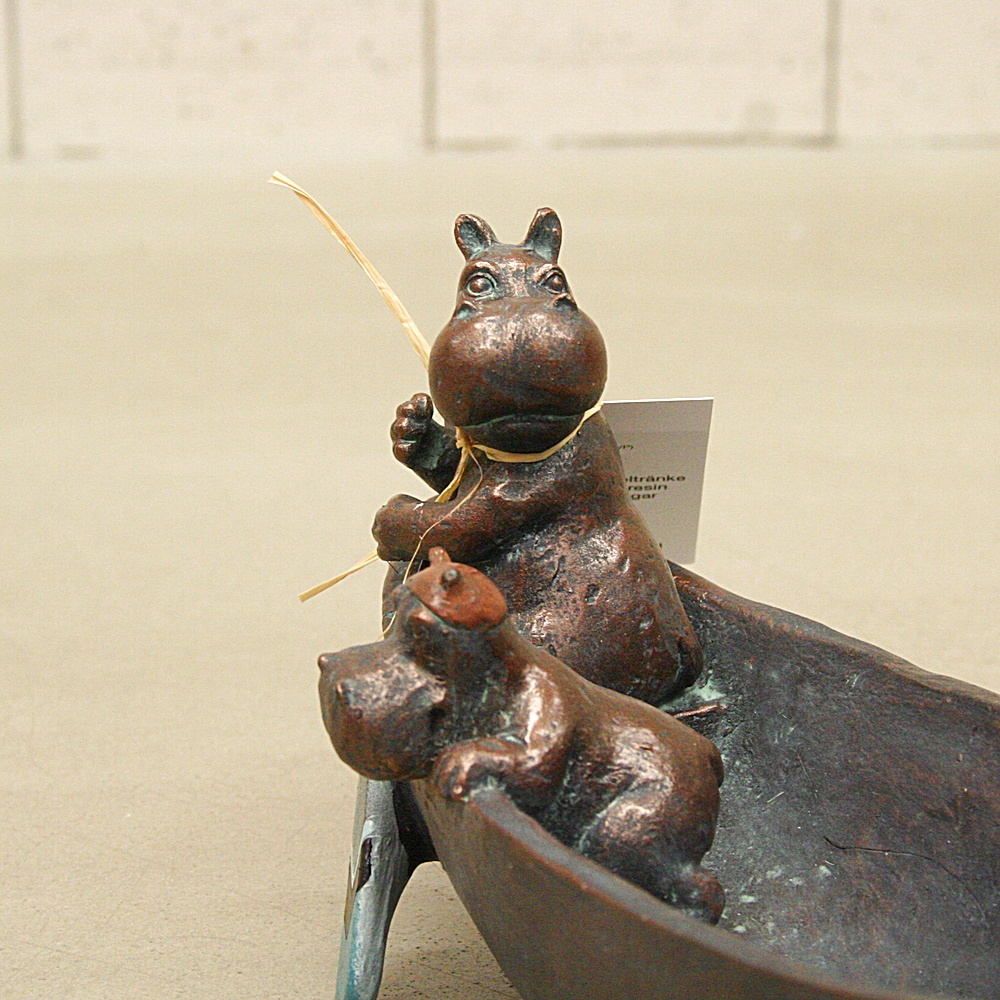 Deko-Objekt Vogeltränke Hippo Family Polyresin ca.45cm lang