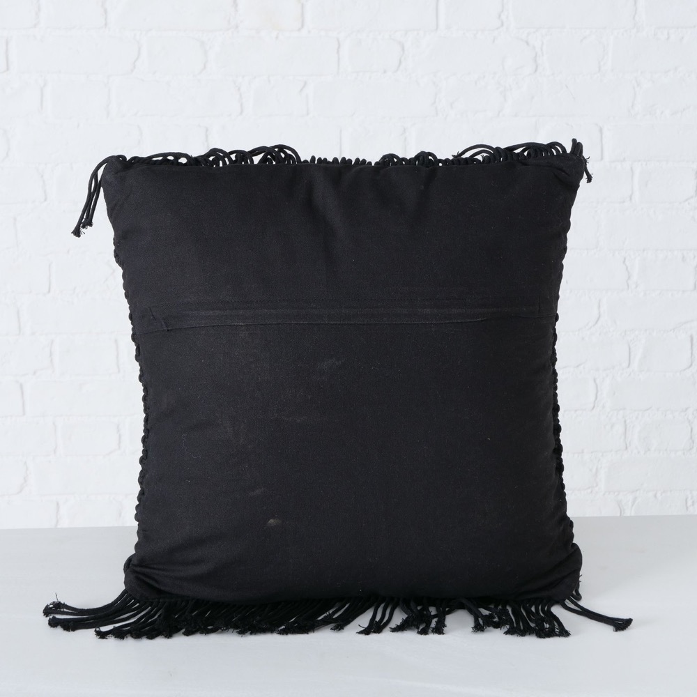 1x Deko-Kissen Makrie 2sort. 45x45cm Boho Schwarz Materialmix