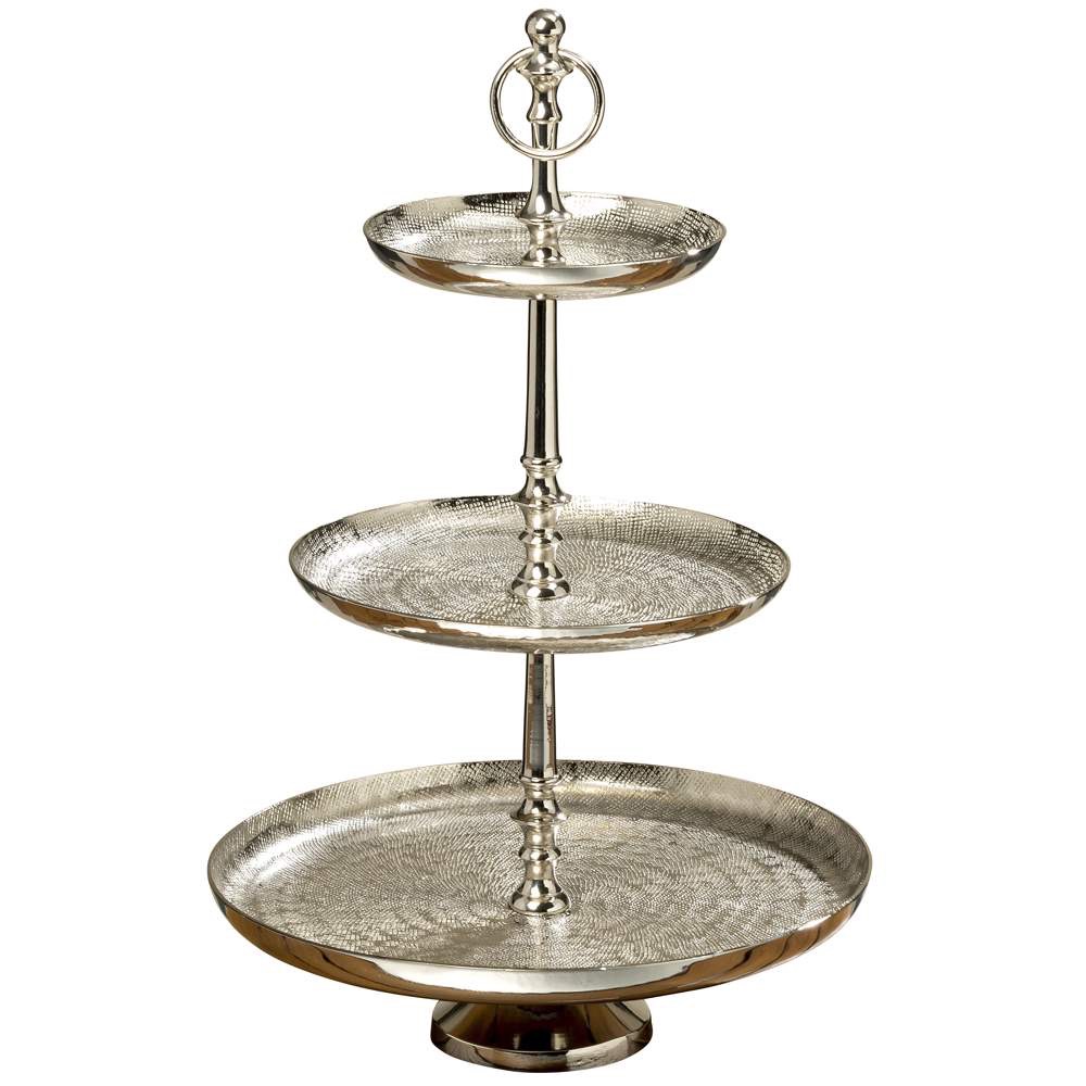 Deko-Etagere Detroit H 48cm Aluminium Silber 3 Etagen Vintage