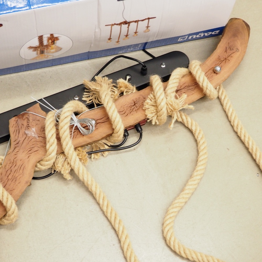 5flammige Hängeleuchte Rope Jute Seil Holz B/H 100/100 cm T 12 cm