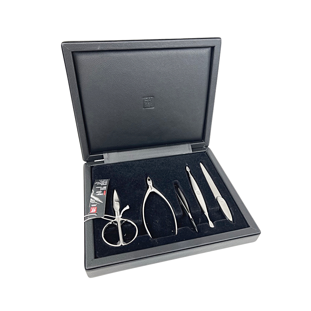 Nagelpflege-Set Twin 6-tlg. Schwarz Leder Edelstahl