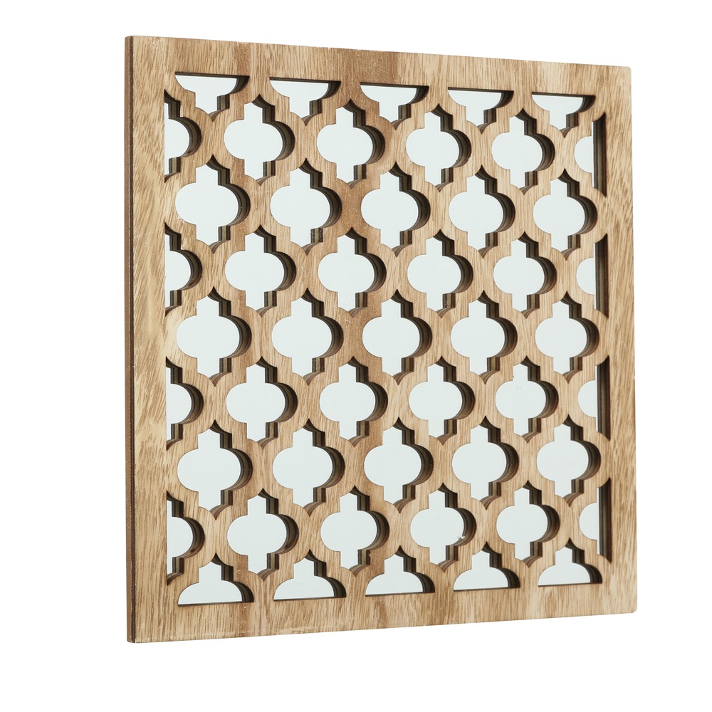 1x Wandobjekt Mahal 3f sort. Quadrat Deko MDF B 30cm Boho natur Ornament