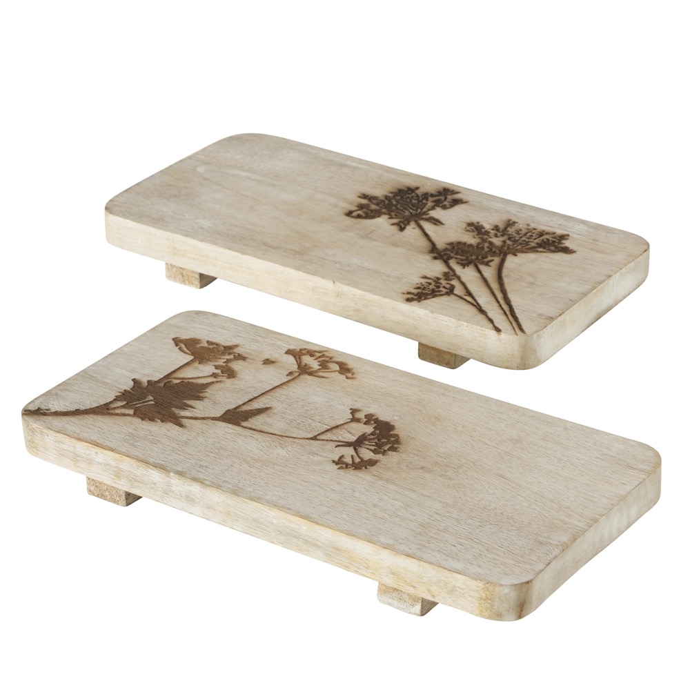 1x Holz-Schneidebrett Larias 2sort. Mango Mehrfarbig Floral Natur 30x15cm
