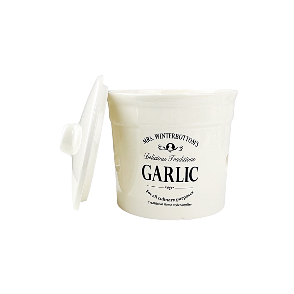 Aufbewahrungsdose Mrs Winterbottoms Garlic Küche Ø 14 x H 12 cm Weiß