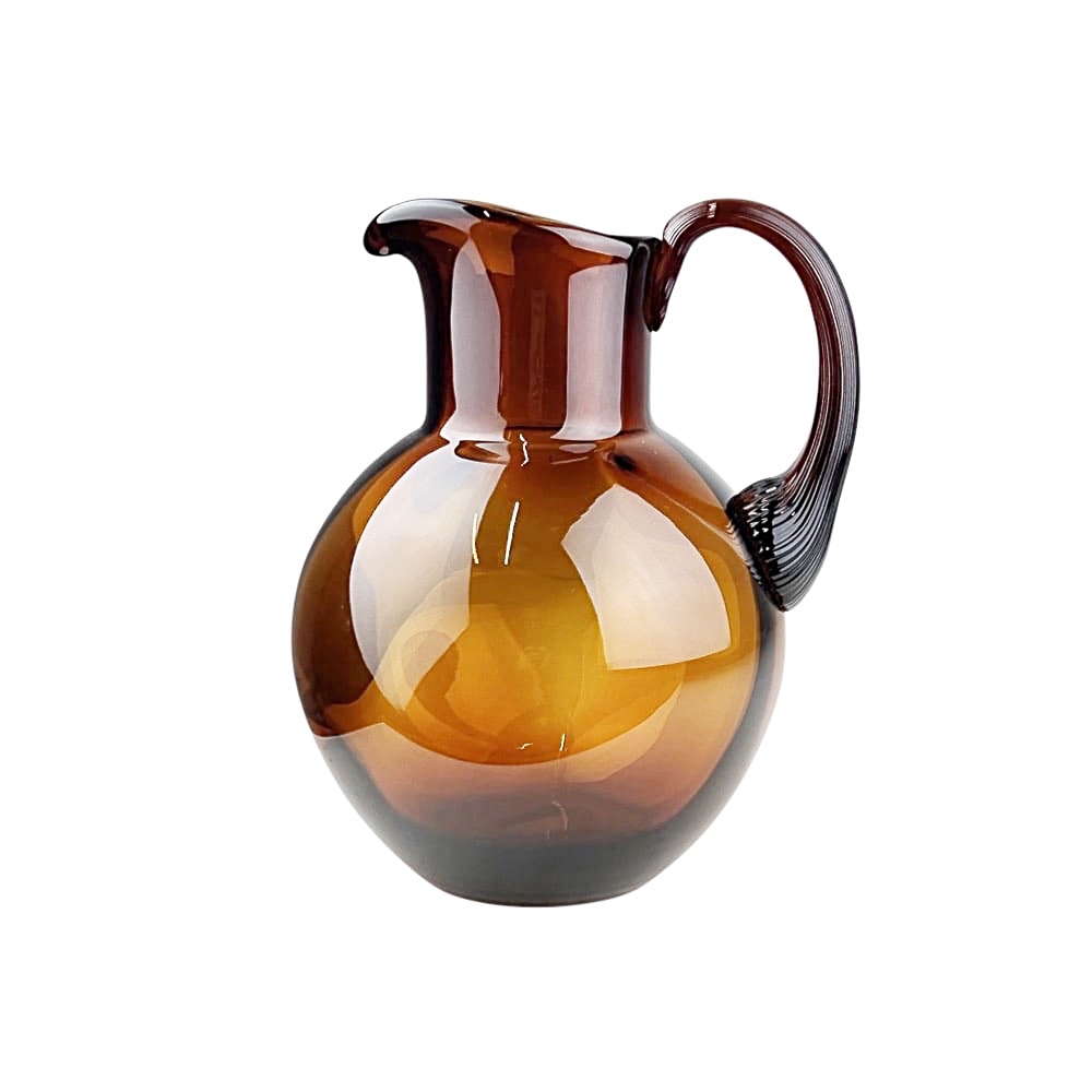 Handgefertigter Krug Swirl 2L Glas Ø 20 cm Amber