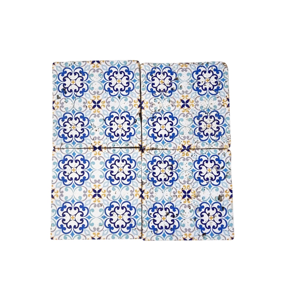 Untersetzer Dorothea 4 Stück blau / türkis Naturstein Filz 10 x 10 cm