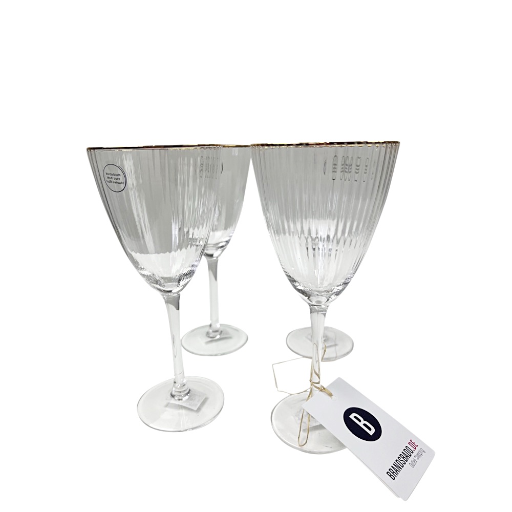 4x Weingläser Golden Twenties Goldrand Trinkglas Glas Becher