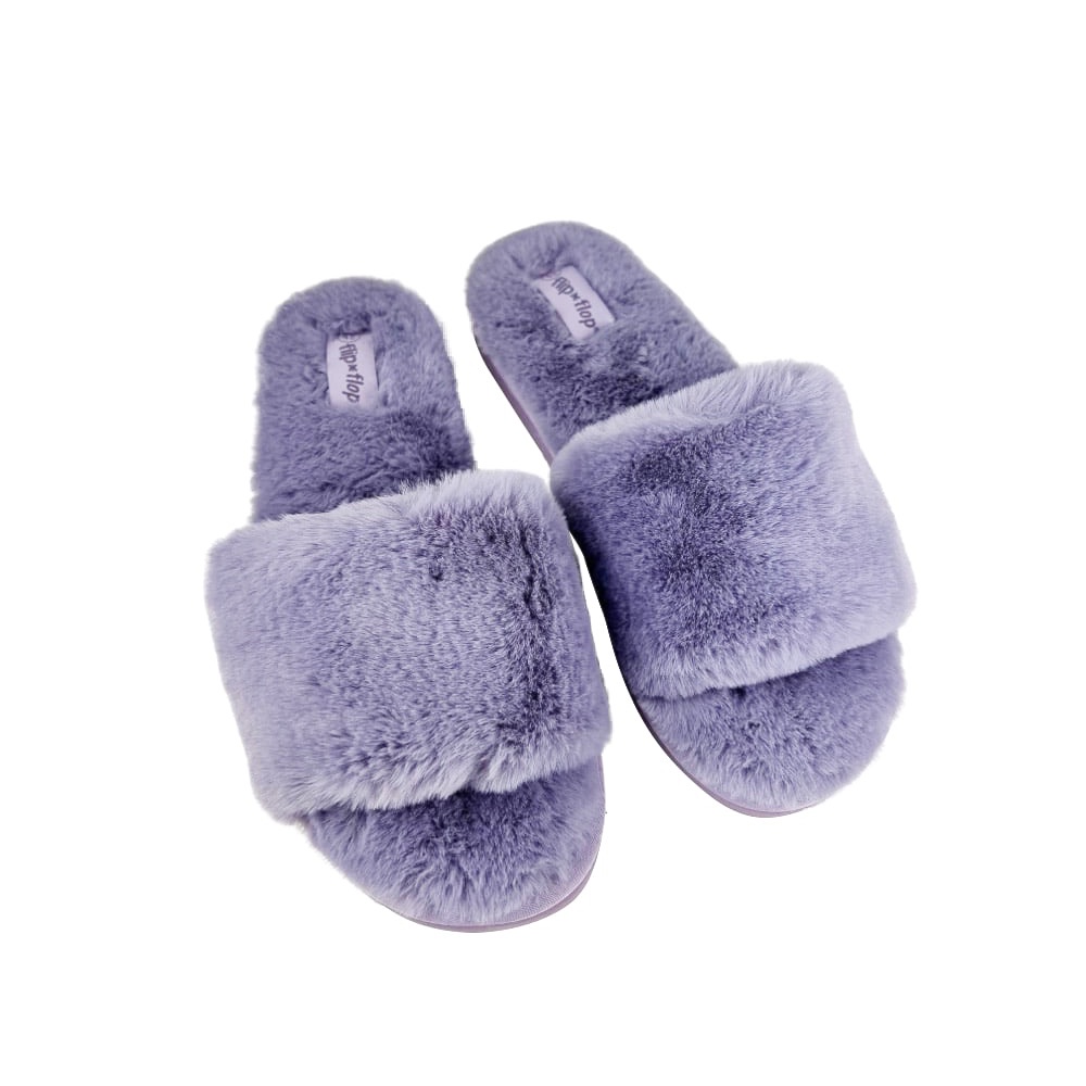 Fleece-Pantoletten Slide Fur 2 Gr. 42 Lila