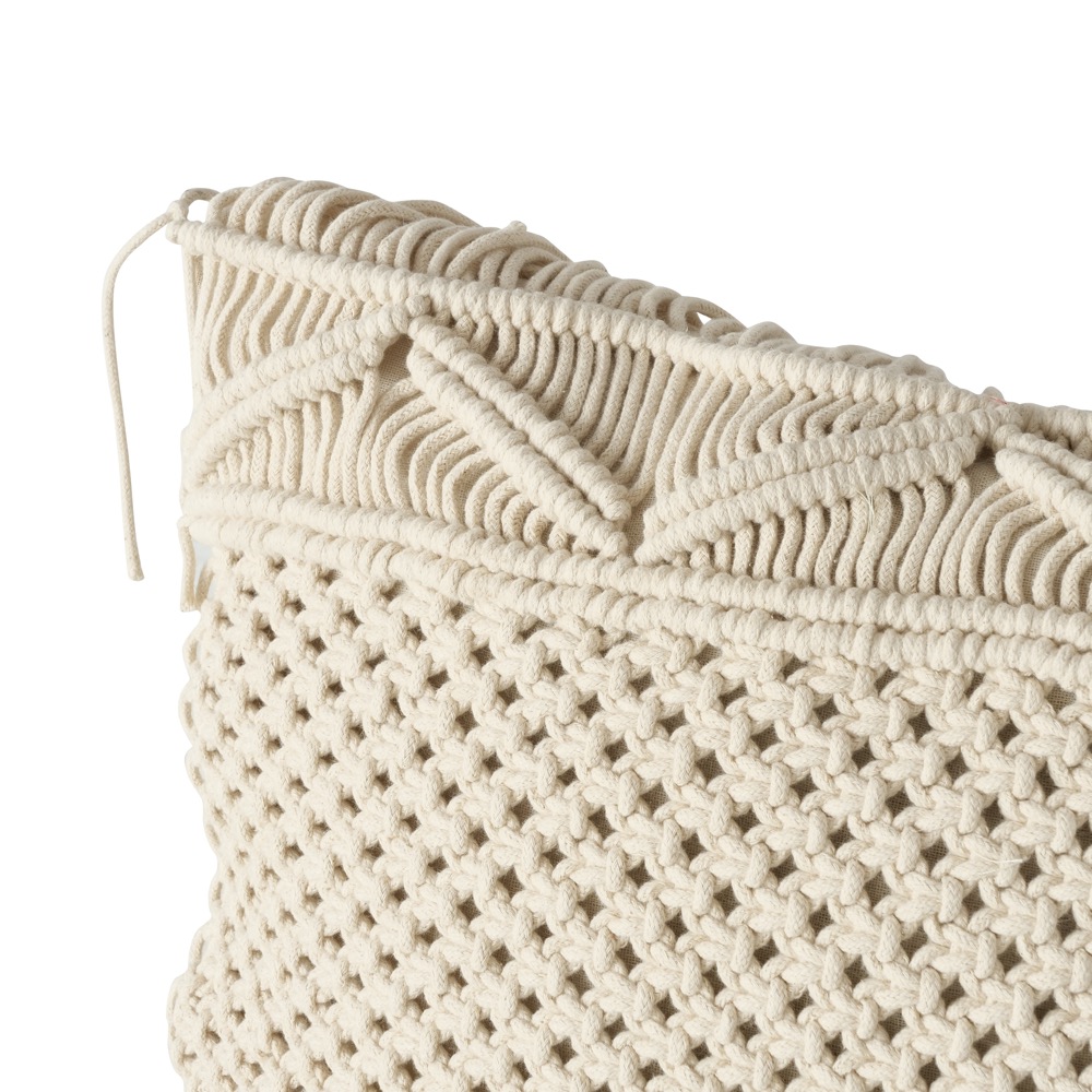 1x Deko-Kissen Makrie 2sort. 45x45cm Boho Cremeweiß Materialmix