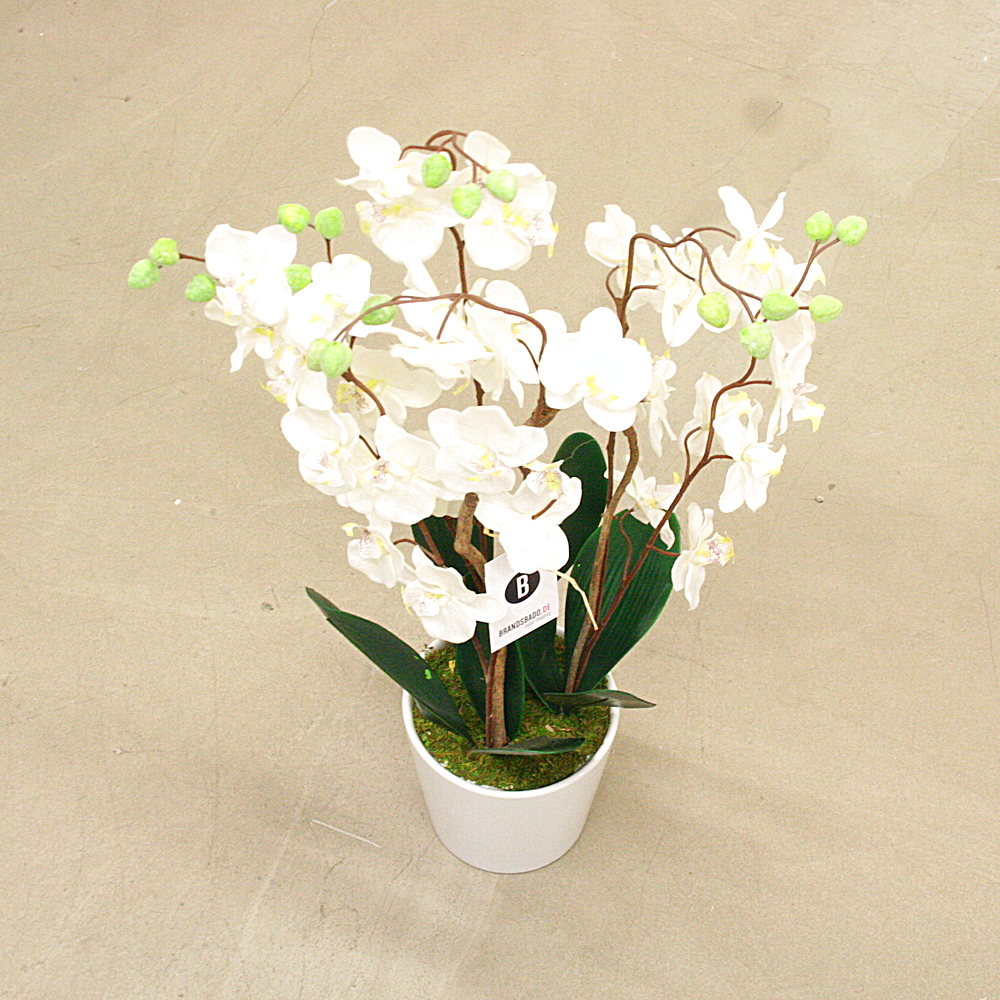 Kunstpflanze Orchideentopf Elegante Orchidee Pflanze H54 cm