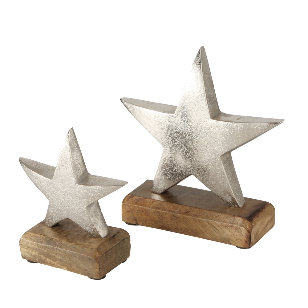2x Dekoaufsteller Mendoza Stern H 12-16 cm Mango