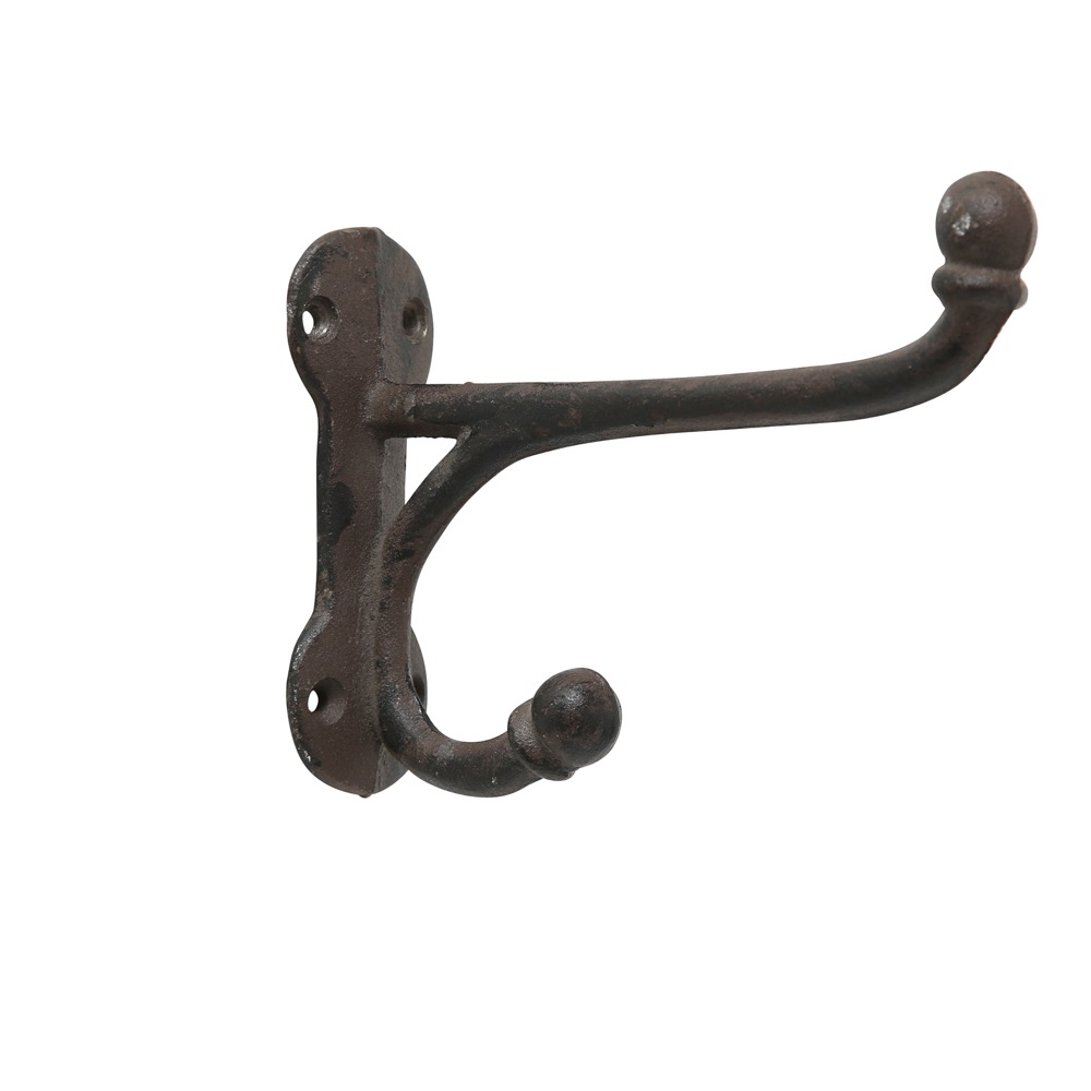 1x Garderobenhaken H 10cm Gusseisen Braun