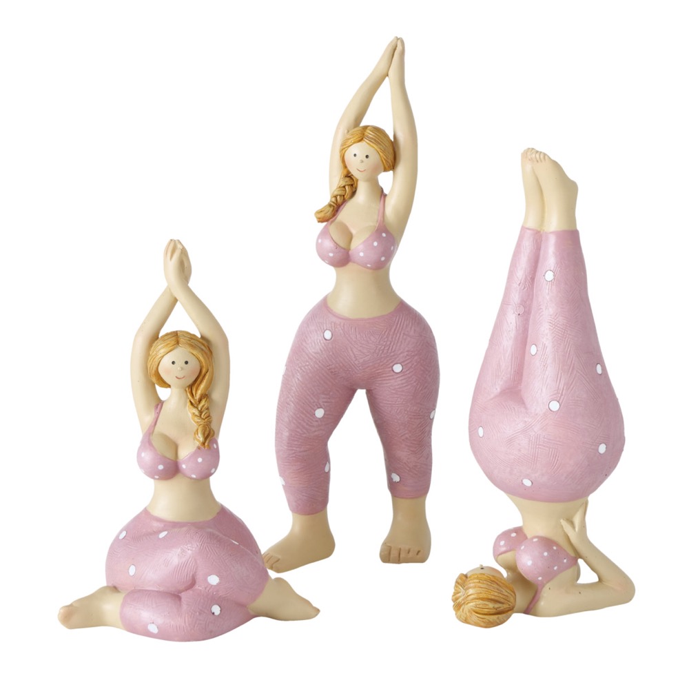 1x Deko-Figur Gunilla 3 sort. H 21 cm Kunstharz Hellrosa Weiß Farbmix