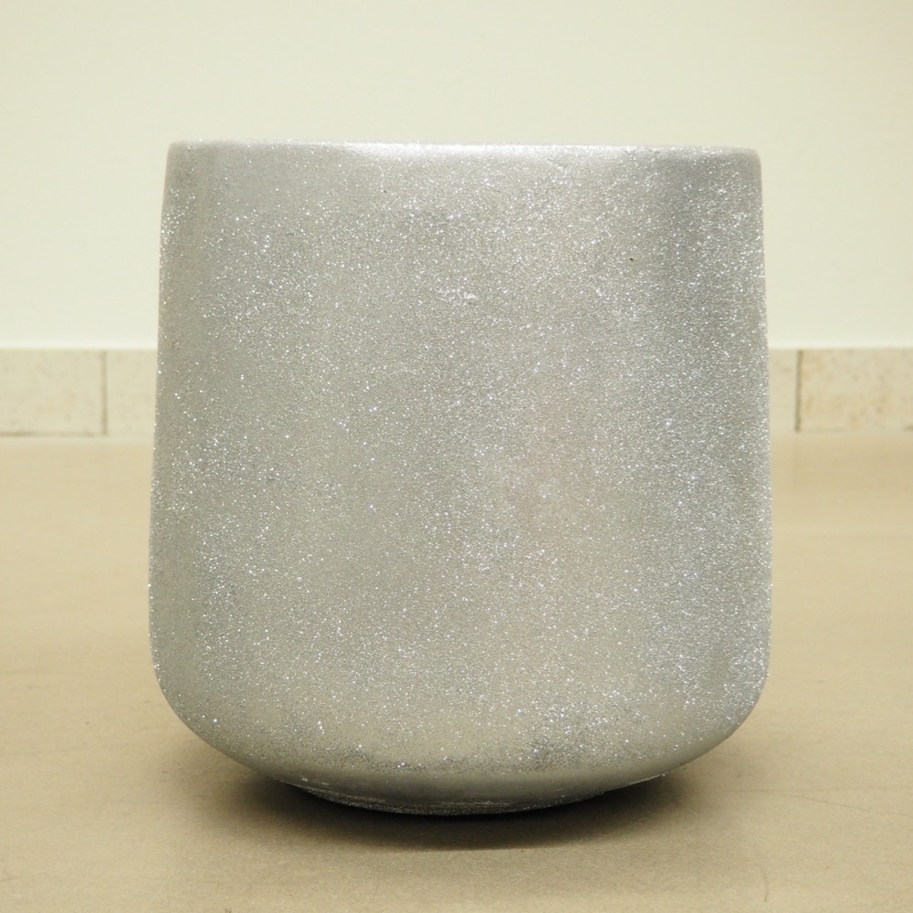 Deko Übertopf Glamour Gingar H33cm Ø31,5cm silber Blumentopf