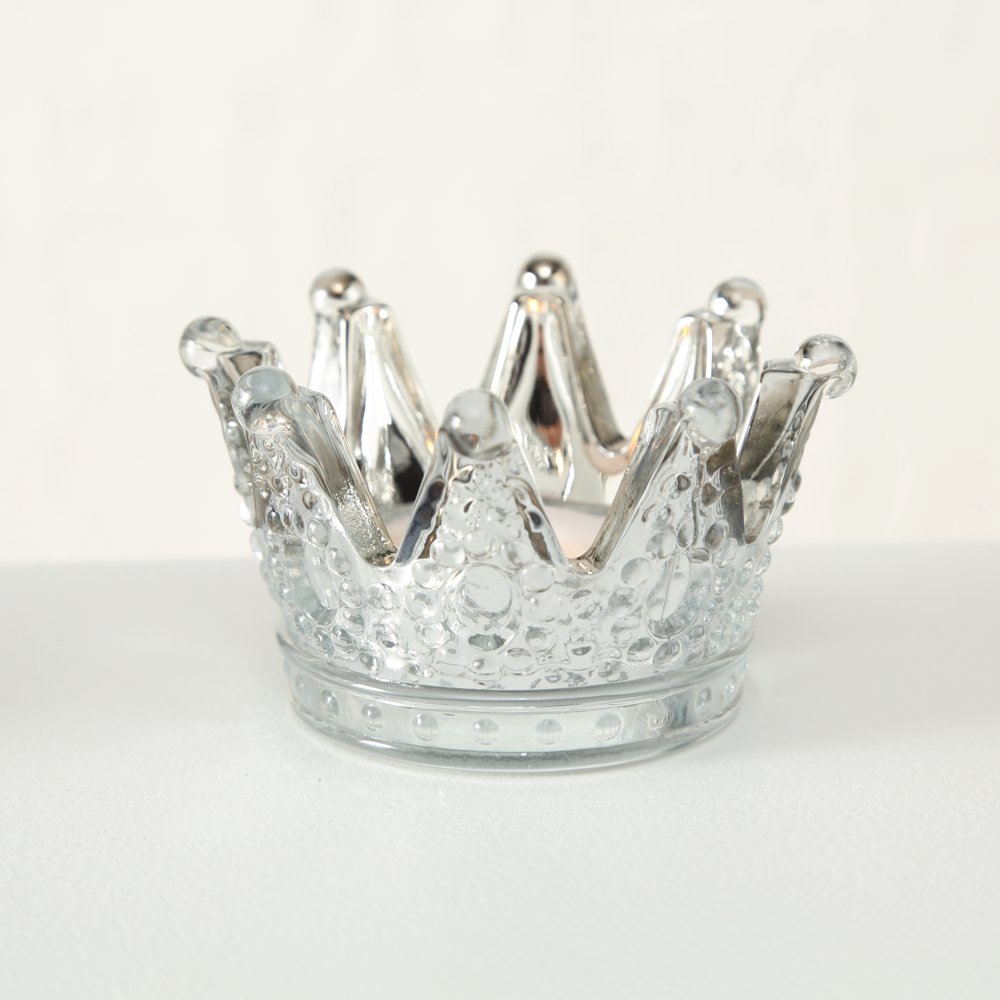 3x Teelichthalter Crown Kronen  3-tlg. Farbmix H 5 cm, B 8 cm Krone