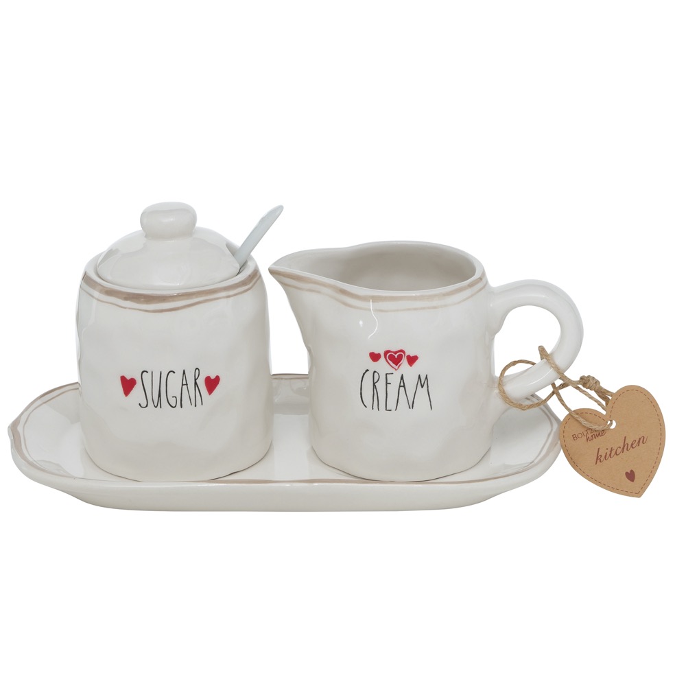 Milch-Zucker-Set Dante 5-tlg. Milchkanne Zuckerdose Untertassen Dolomit