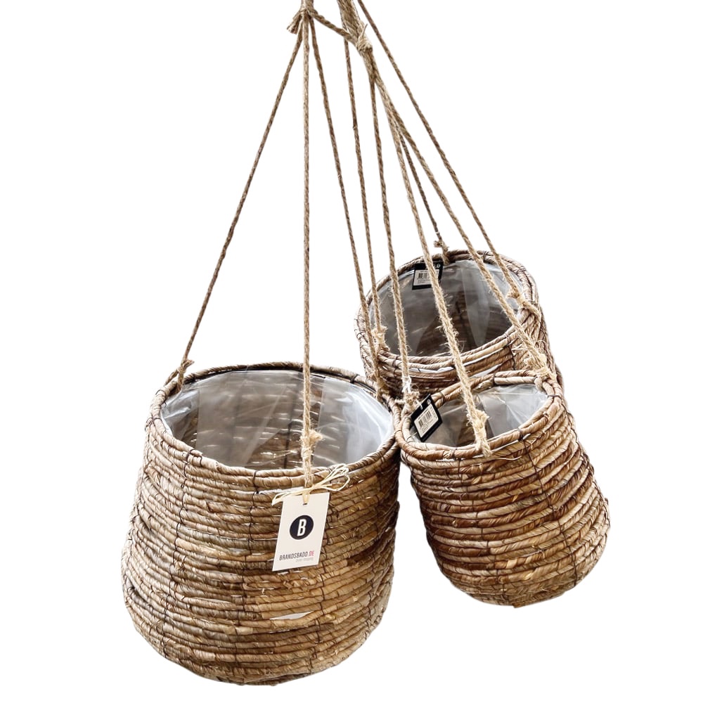 Blumenampel-Set Santo Innenfolie 3teilig Bananenblatt