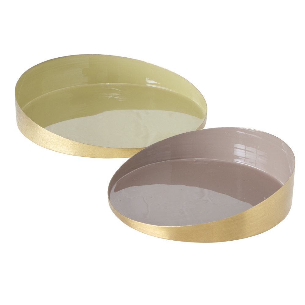 Deko-Tablett-Set Chiares 2-tlg. Eisen Terrakotta Taupe