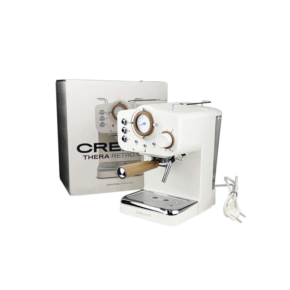 Espressomaschine Thera Retro Matt Wollweiß Edelstahl 1.25 L
