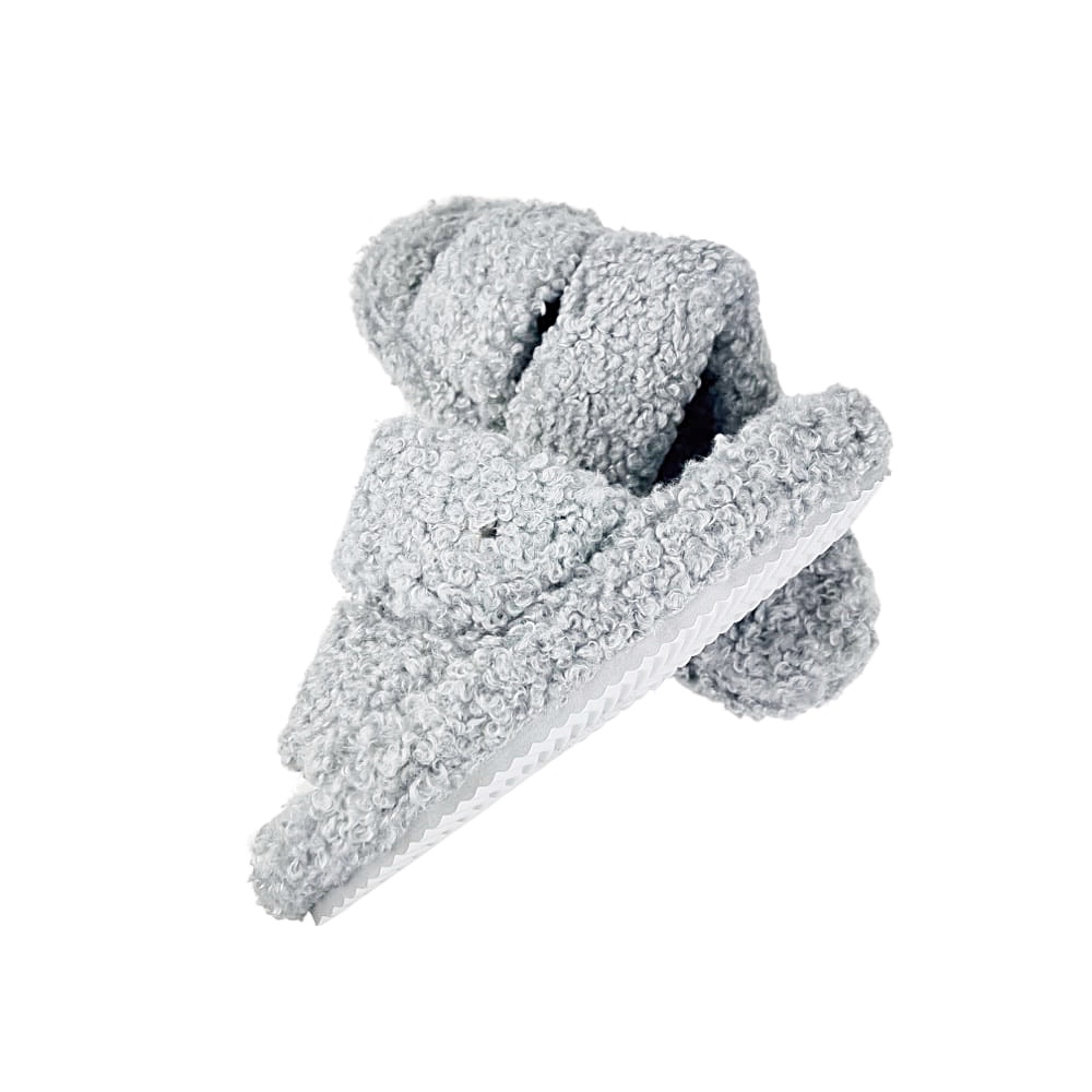 Pantoletten Double Strap Curly 38 grau kuschelig warm
