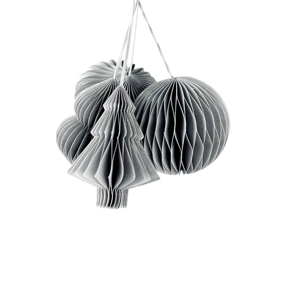 Baumanhänger Viola 4er-Set silver Papier Ø 9 x H 10 cm
