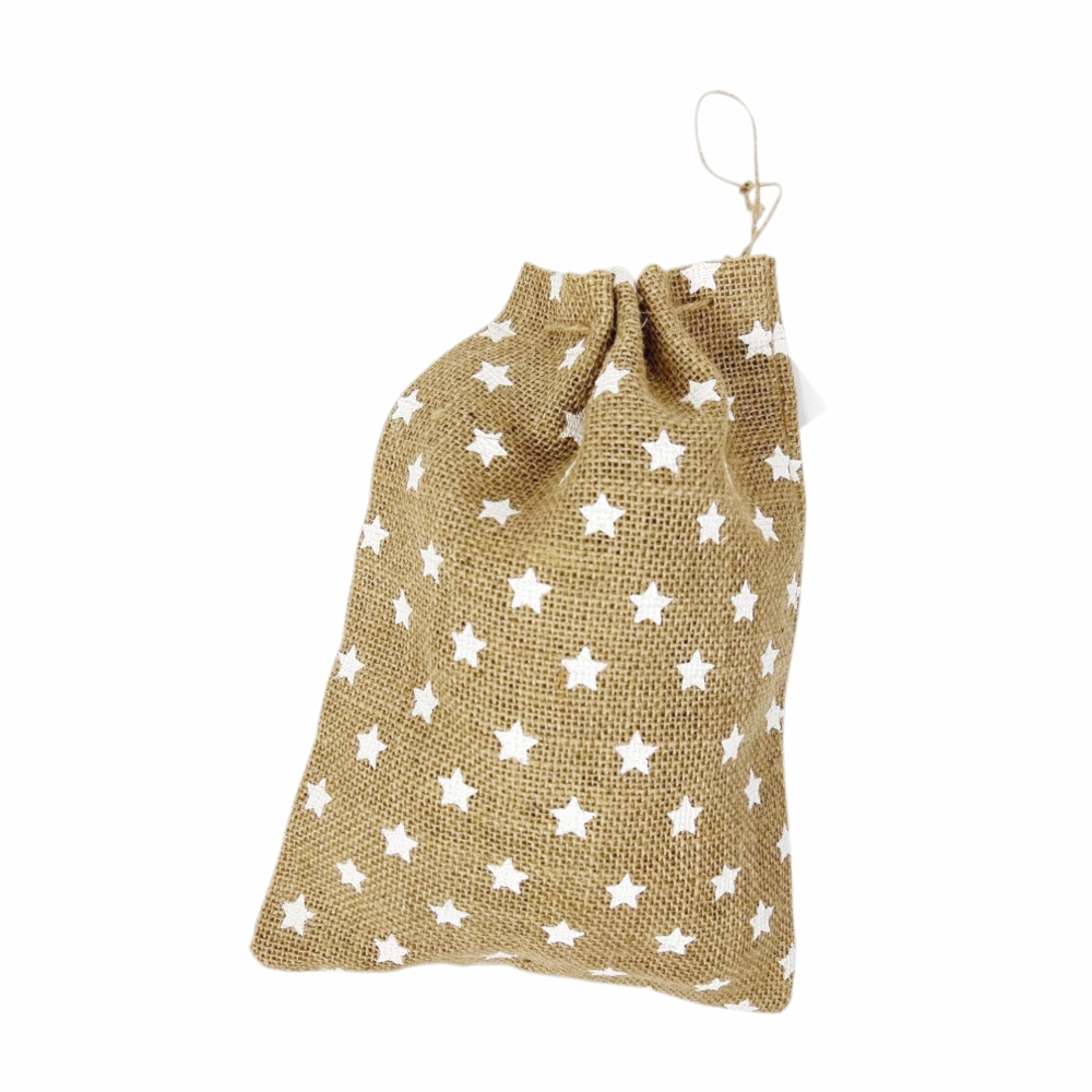 Jutesack White Stars groß ca. 21x 30 cm