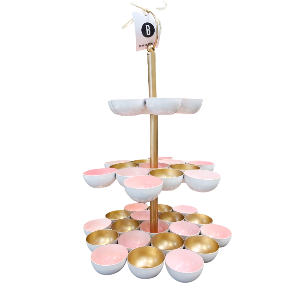 Deko-Etagere 3-stöckig rosé goldfarben