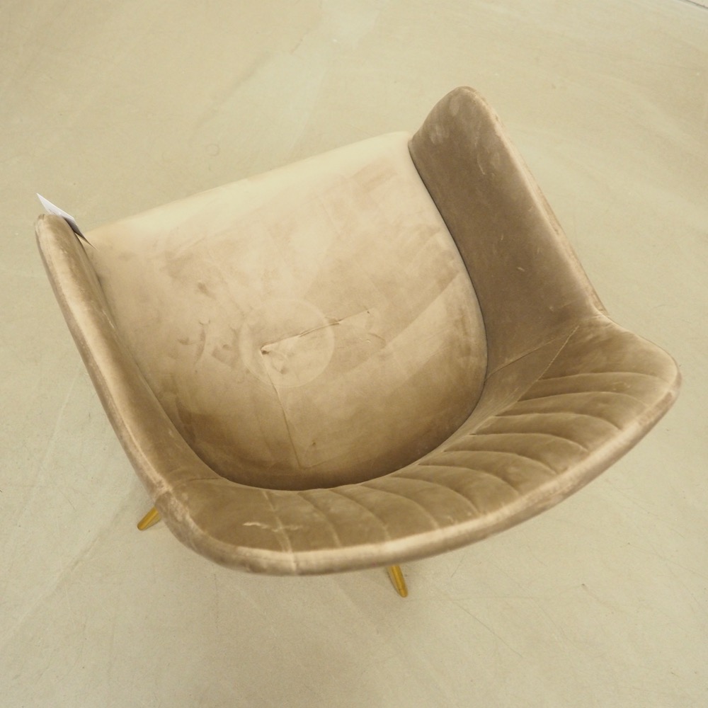 Samt-Armlehnstuhl Stuhl Levy grau-beige gold