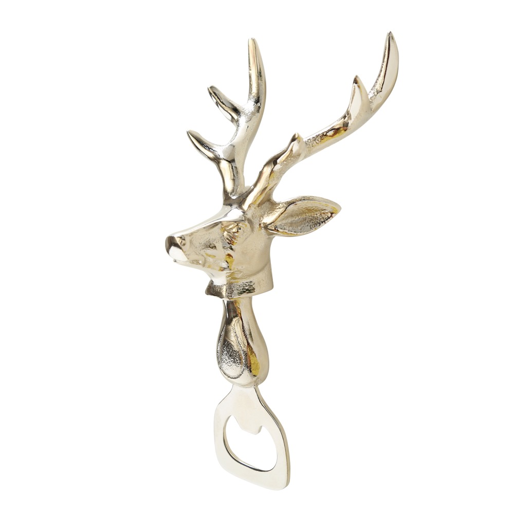 Flaschenöffner Hirsch  H 18 cm L 8 cm Aluminium silberfarben